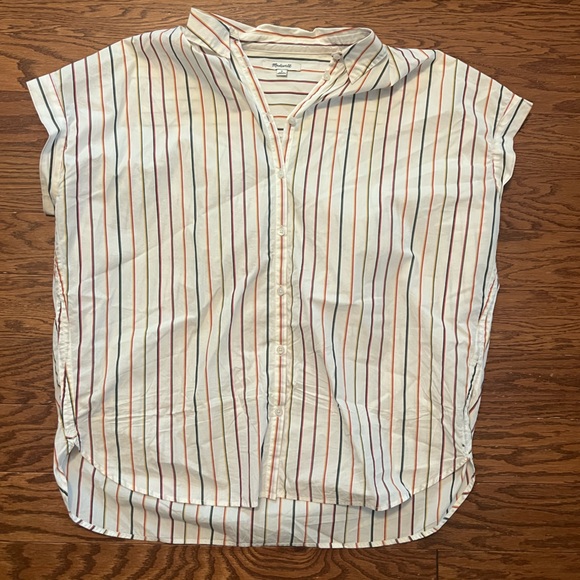 Madewell Poplin Striped Button Down Blouse - Picture 1 of 5